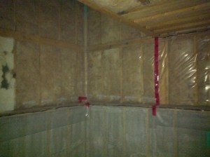 Here is batten above and open-cell spray foam below.