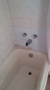 Oh, barf. The only good thing about this tub is that my son was born here. Beyond fixing. Impossible to clean (moulding from behind). 